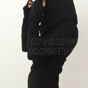 hooded tunic dress with thumb hole sleeves in BLACK/The ORIGINAL image 2