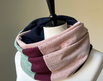 cowl sweater scarf/ready to ship/light pink multi color, navy blue, burgundy, aqua