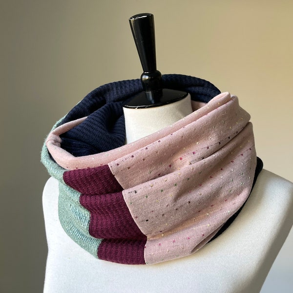 cowl sweater scarf/ready to ship/light pink multi color, navy blue, burgundy, aqua