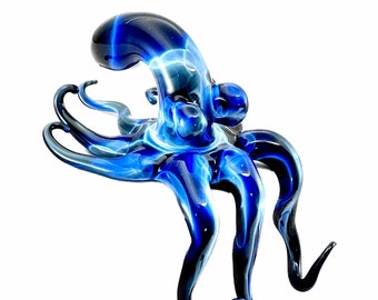 Octopus Shelf Sitter | Flamework Sculpture | Sea Life Glass Figurine | Home Decor | Housewarming Gift | Fade to Black  | Made to Order