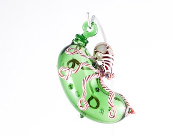 Octopus Christmas Pickle Glass Ornament in Your Choice of Color