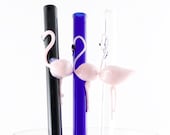 Flamingo Glass Straw Mason Jar Straw Pink Flamingo Pyrex Tumbler Glass Straw Eco-friendly You Choose the Color Made to Order