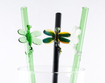 Dragonfly Glass Straw in Your Choice of Color