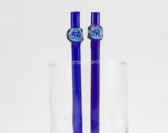 Bicycle Cocktail Glass Straw in Your Choice of Color