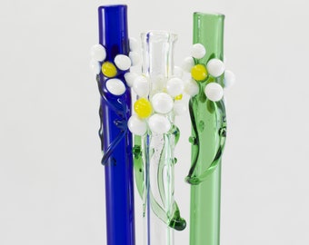 Daisy Glass Straw in Your Choice of Color