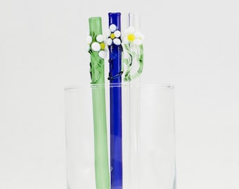 Daisy Reusable Cocktail Glass Drinking Straw - 5.5" | BPA Free Straw | Your Choice of Color | Custom Straw | Made to Order | Free Shipping
