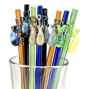 Paja de vidrio de pulpo / Reutilizable ecológica / Paja para beber de 9" / Barware / Drinkware / Tumbler Straw / Su elección de color / Hecho a pedido