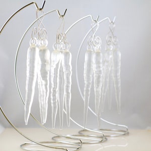 Glass Icicle Ornaments / Christmas Ornament / Christmas Decoration / Holiday Decor / Handmade Ornament / Set of 12 / Clear / Made to Order