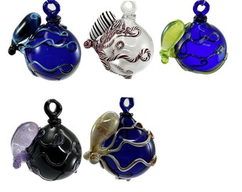 Octopus Glass Globe Ornament in Your Choice of Color