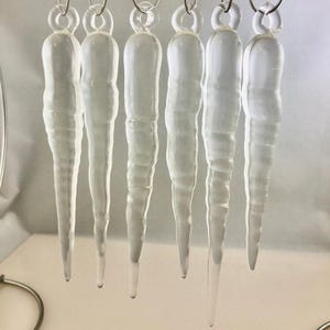 Glass Icicle Ornaments / Christmas Ornament / Christmas Decoration / Holiday Decor / Handmade Ornament / Set of 6 / Clear / Made to Order