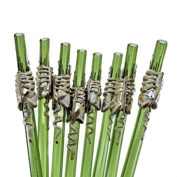 Reusable Glass Straw: Facehugger Alien Art - Eco Friendly, Made to Order