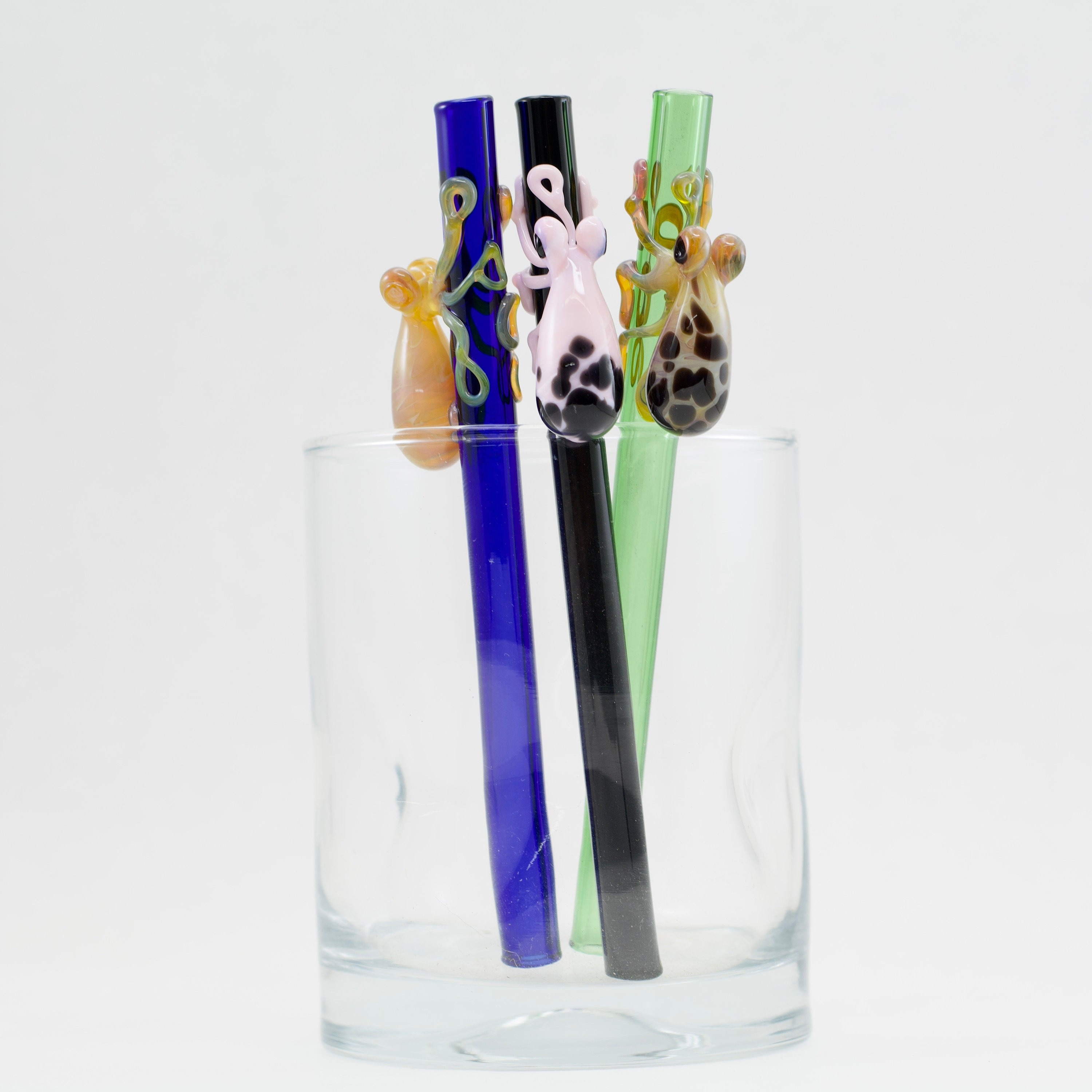 GREEN 4 GLASS STRAWS - LONG, 9MM