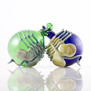 Facehugger Glass Ornament. Hand Blown Globe  with Flamework Xenomorph from the Aliens Movie . You Choose the Color  Made to Order