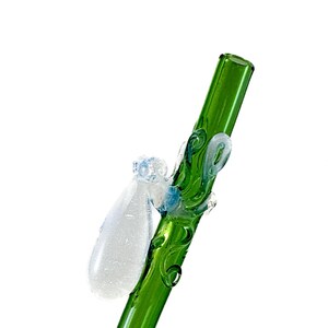 Octopus Glass Straw. Secret White Octopus on a Emerald Green 9&quot; Straw. BPA Free. Your Choice of Color. Custom Straw. Made to Order.