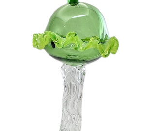 Jellyfish Glass Ornament. Hand Blown Bell Dome is Emerald Green the Bell is Slyme.  Beach Coastal Christmas Decor.  Made to Order