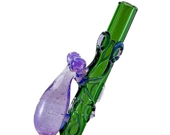 Octopus Glass Straw. Pink Slyme Octopus on a Emerald Green 9" Straw. BPA Free. Your Choice of Color. Custom Straw. Made to Order.