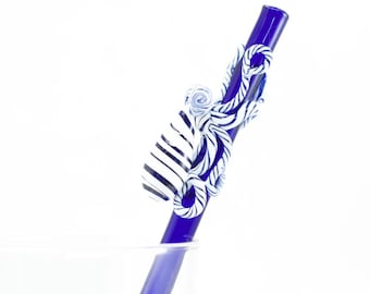Octopus Glass Straw in Cobalt Blue & Artist Choice, #1001