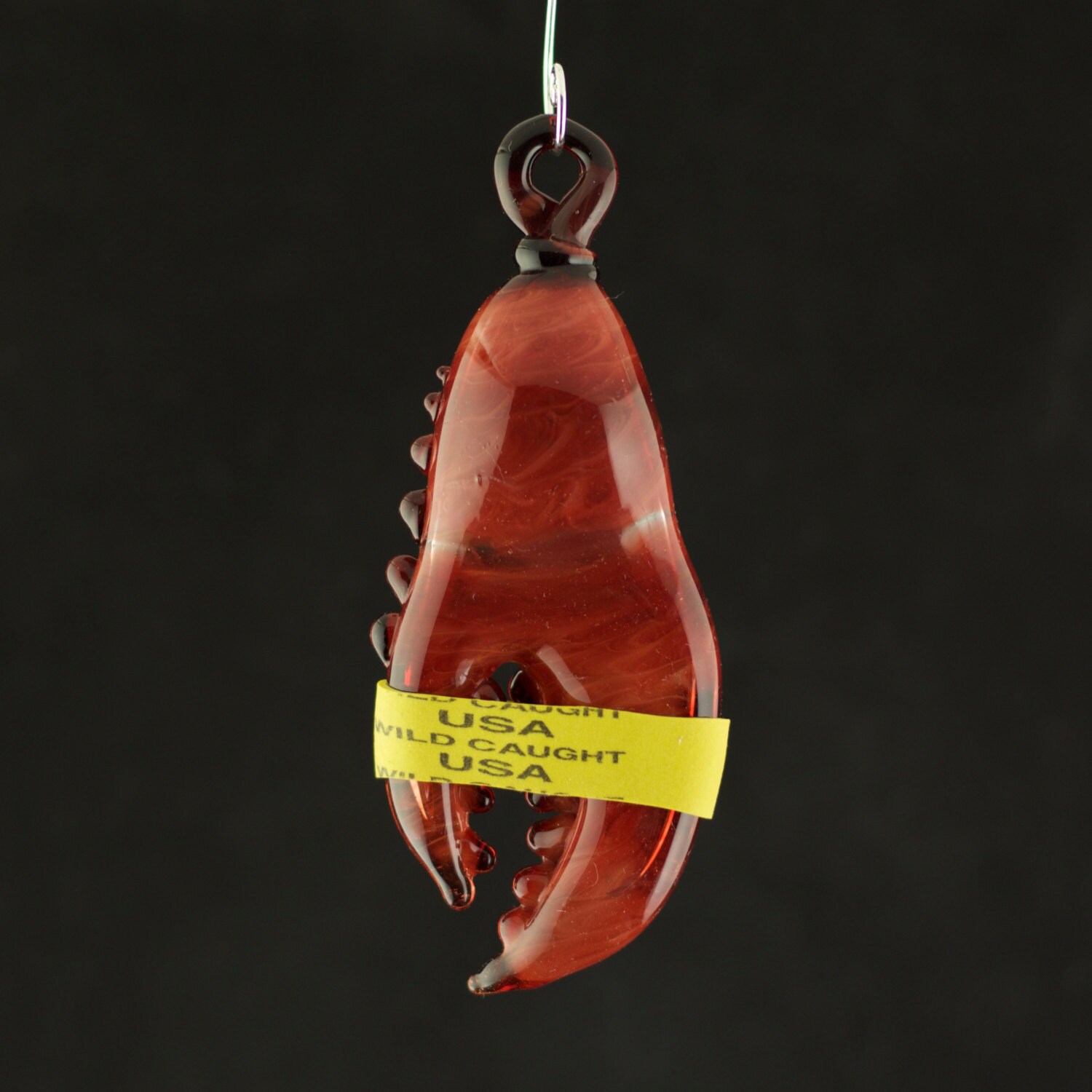 Lobster Claw Glass Ornament in Ruby K, 593