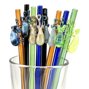 Oktopus Glasstrohhalm | Umweltfreundlich Wiederverwendbar | 23 cm Trinkhalm | Barzubehör | Trinkgefäß | Becher Stroh | Ihre Wahl der Farbe | Auf Bestellung