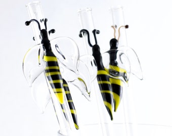 Bee Glass Straw / Reusable Straw / Mason Jar Straw / Honey Bee / Eco Friendly /You Choose the Color / Made to Order