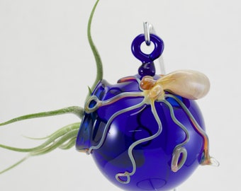 Octopus Glass Globe Hanging Terrarium in Your Choice of Color