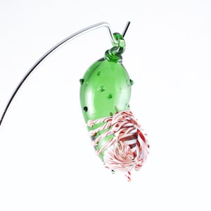 Facehugger Alien Christmas Pickle Ornament / Hand Blown Glass / Xenomorph / Peppermint Candy Cane /  Made to Order