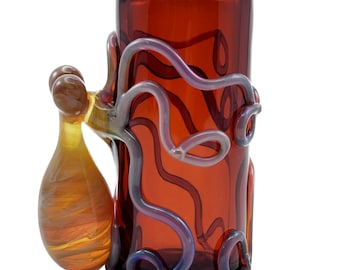 Octopus Shot Glass. Hand Blown Amber 1 oz jar with Flamework Triple Passion Octopi animal. You Choose the Color. Made to Order