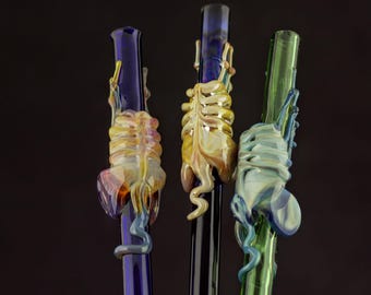 Facehugger Alien Glass Straw in Your Choice of Color