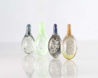 Pet Memorial Ash Remembrance Keepsake Pendant | Galaxy Teardrop Glass Pendant | Cremation Jewelry | You Choose the Color | Made to Order