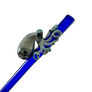 Paille en verre Octopus Prête à être expédiée. Réutilisable et respectueux de l&#39;environnement, lavable au lave-vaisselle, paille à boire de 9 po.
