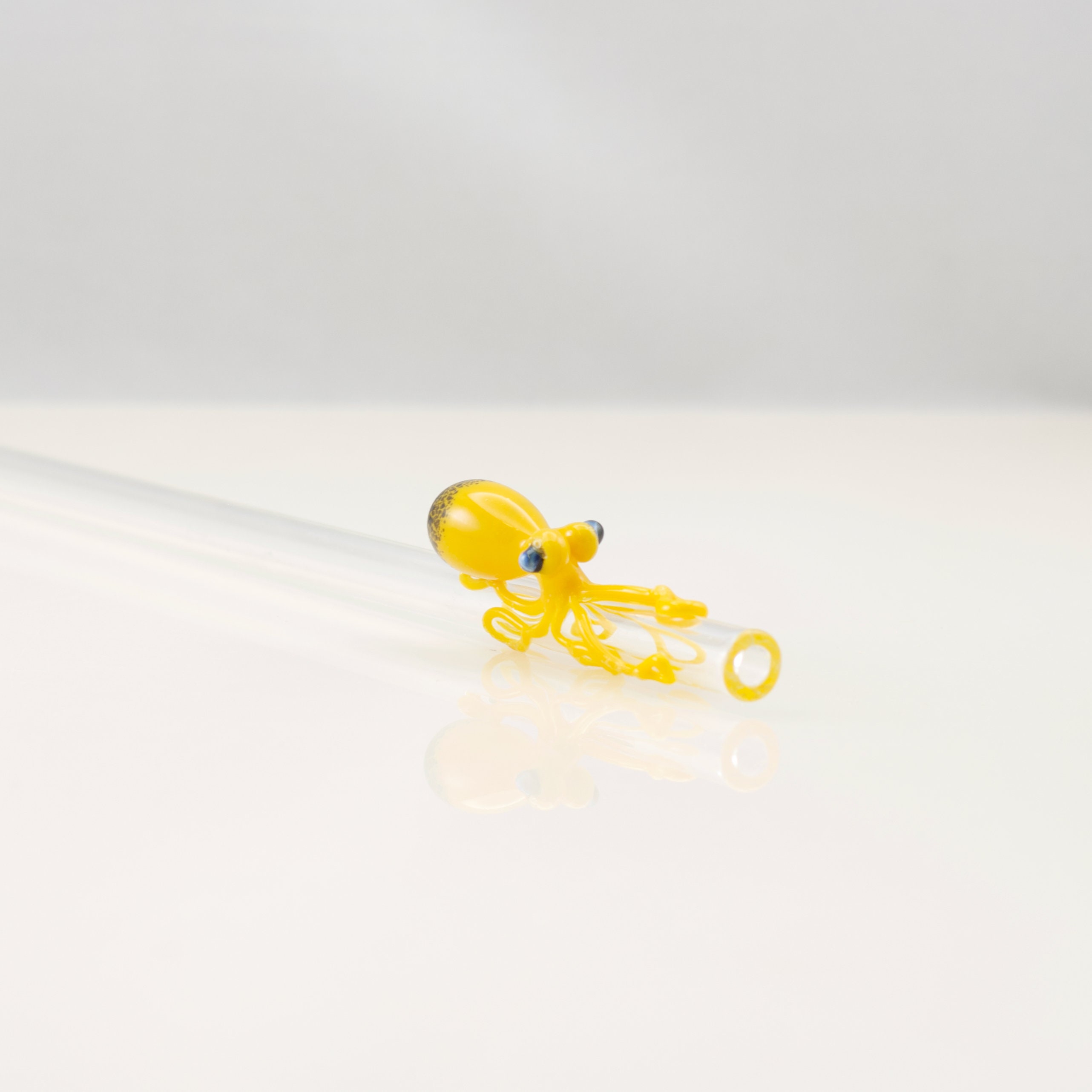 Octopus Glass Straw in Clear & Yellow, 914