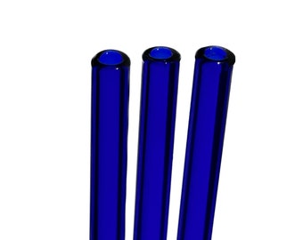 Cobalt Blue Glass Straw. Standard Hand Blown Reusable Eco-friendly Sustainable Drinking Straw. You Choose the Color and size.