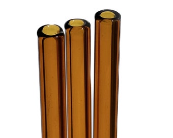 Amber Glass Straw. Standard Hand Blown Reusable Eco-friendly Sustainable Drinking Straw. You Choose the Color and size.