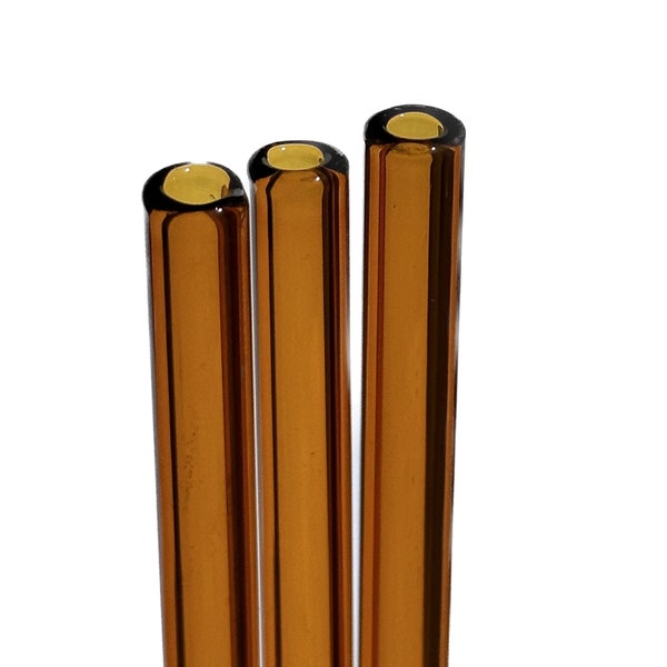 Amber Glass Straw. Standard Hand Blown Reusable Eco-friendly Sustainable Drinking Straw. You Choose the Color and size.