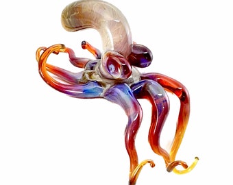 Octopus Shelf Sitter | Flamework Sculpture | Sea Life Glass Figurine | Home Decor | Housewarming Gift | Triple Passion  | Made to Order