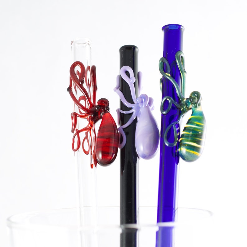 Octopus Reusable Glass Drinking Straw 9 BPA Free Straw Etsy