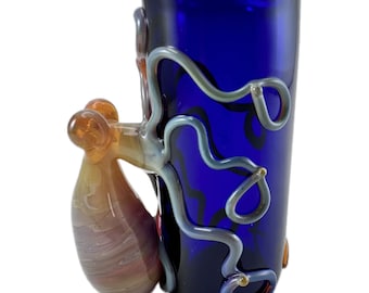 Octopus Shot Glass. Hand Blown Cobalt Blue 1 ounce Barware. Flamework Amber Purple Octopi animal. You Choose the Color. Made to Order