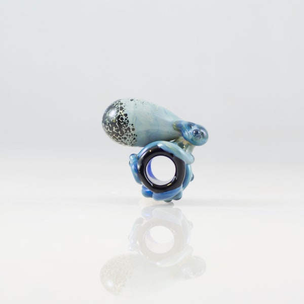 Octopus Dread Bead / Glass Dread Bead / Dread Beads / Dreadlock Beads / Dread Jewelry / Cobalt Blue & Silver Amethyst / Ready to Ship #773