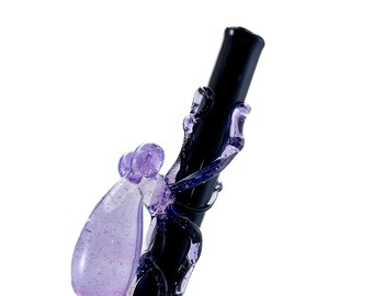 Octopus Glass Straw. Pink Slyme  Octopus on a Black 9" Straw. BPA Free. Your Choice of Color. Custom Straw. Made to Order.