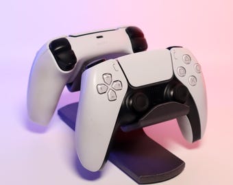 Dual Gaming Controller Stand – Spring Organizer for Xbox, PlayStation, Switch | Wood or Acrylic Display