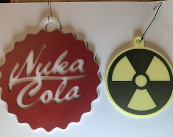 Fallout Christmas Ornaments Set - Nuka Cola & Radioactive Symbol Glow in Dark Gaming Collectibles