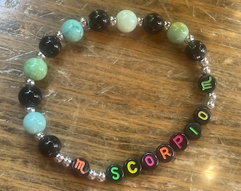 Handmade Scorpio Bracelet - Green and Black Astrology Jewelry