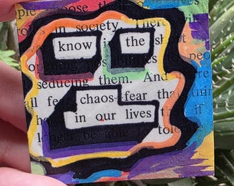 Know the Chaos of Our Lives Magnet | Abstract Rainbow Book Art, Blackout Poetry Magnet