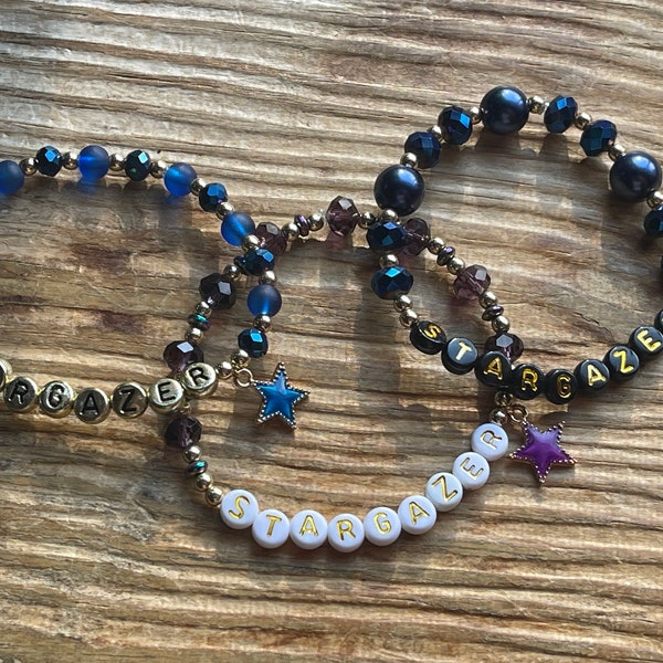 STARGAZER Beaded Bracelet, Celestial Bracelet, Astronomy Lover Gift, Gifts for Witches, Bracelet with Star Charm, Jewel Toned Bracelets