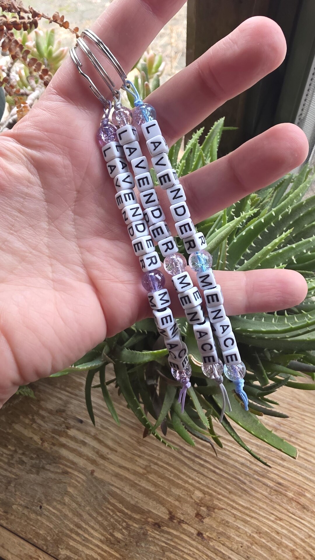 Lavender Menace Keychain, Handmade LGBTQ Keychain, Queer Pride Keychain ...