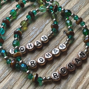 ROHAN Bracelet | Middle Earth Inspired Bracelet | Green and Brown Elastic Bracelet | Gifts for Tolkien Fans