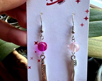 Mismatched Toothbrush Toothpaste Earrings, Dentist Hygienist Gift