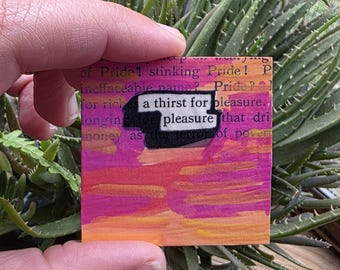 A Thirst for Pleasure" Magnet | Romance Reader Literary Art, Blackout Poetry Design