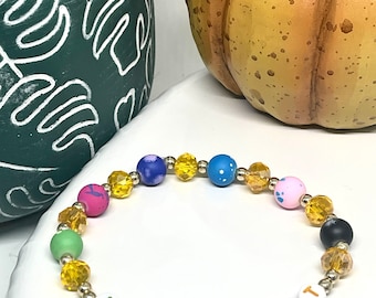 Introvert Bracelet | Colorful Splatter Glass & Crystal Beads