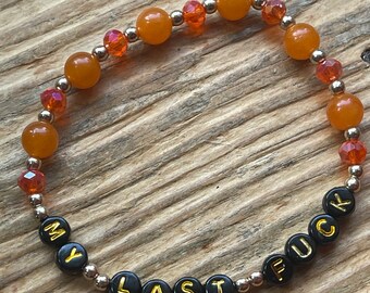 Sarcastic Friendship Bracelet | Vintage Lucite Orange Bead Jewelry